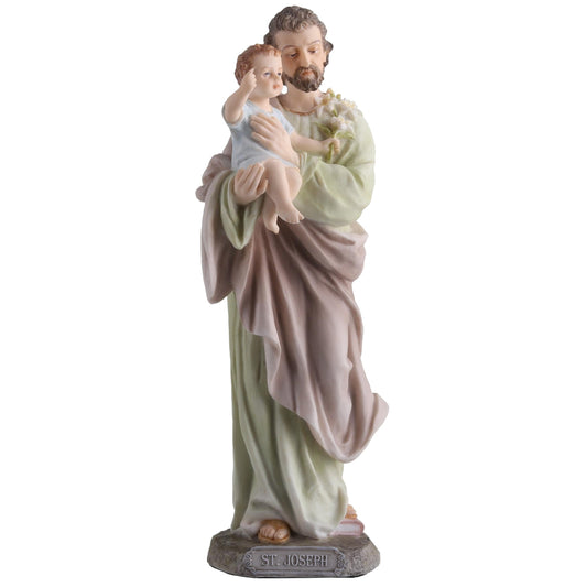 Veronese Design 8 1/4 Inch Saint Joseph Holding Baby Jesus Resin Sculpture Hand Painted Religious Decoration