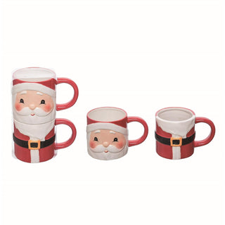 Transpac Y7831 Dolomite Stacked Santa Mug Set of 2, 7-inch Height