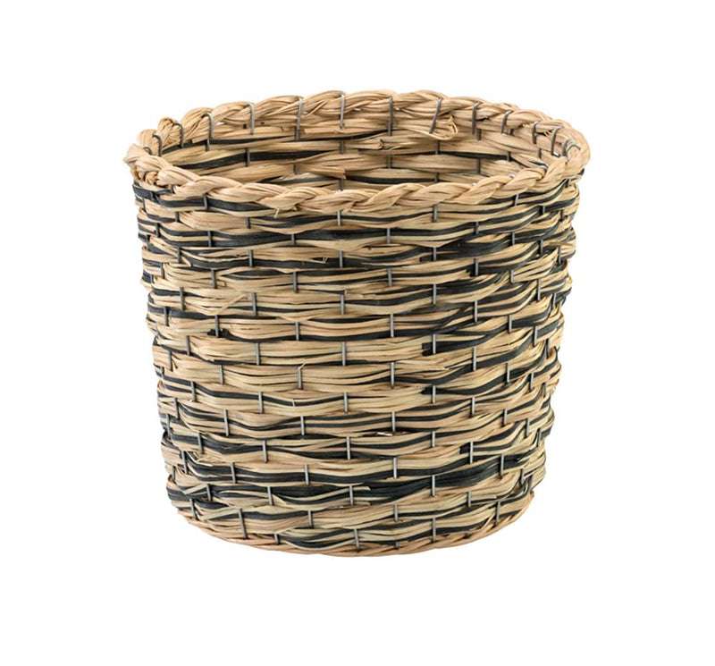 Napco Imports Natural and Black Woven Willow Basket with Liner, 10-Inch, Planter Pot Cover