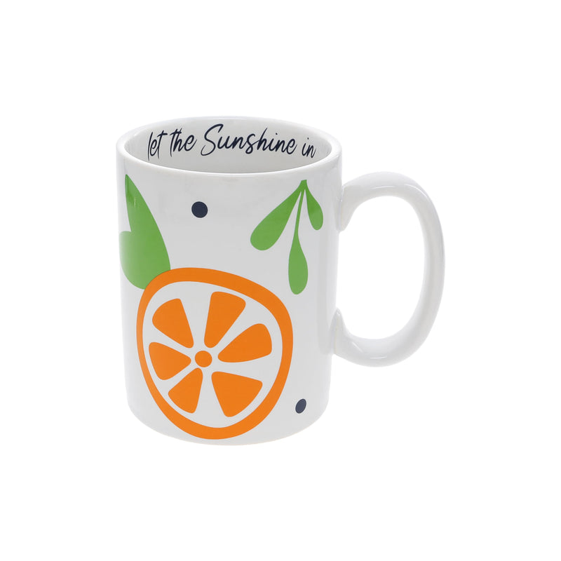 Pavilion - Let The Sunshine In - 18 Oz 532 mL Fresh Squeezed Orange Tree Novelty Playful Fun Vintage Polka Dot Hot Cold Coffee Mug Tea Cup Big Handle Drinkware