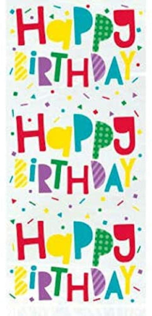Unique Industries Colorful"Happy Birthday" Confetti Cellophane Bags (20 Pcs) - 1 Pack
