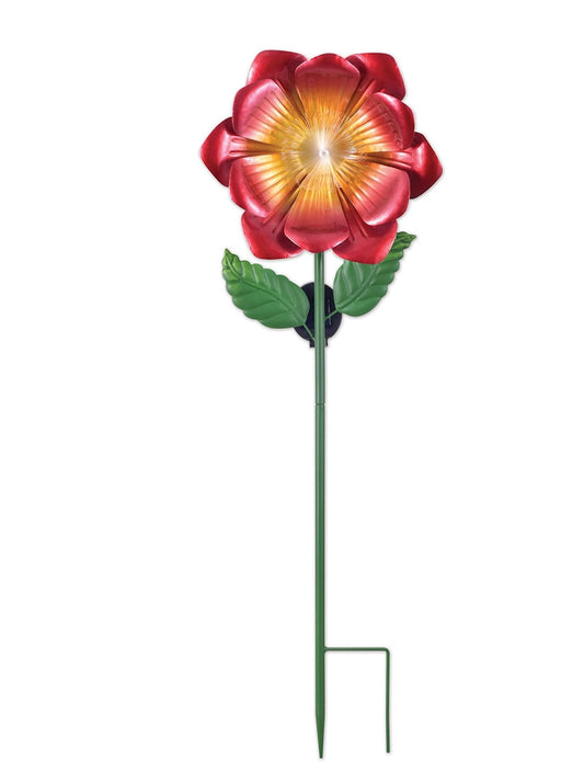 Sunset Vista Design Solar Garden Stakes - Fiber Optic Poppy Decorative Garden Stake with Sensor, 36-Inch Tall, Red