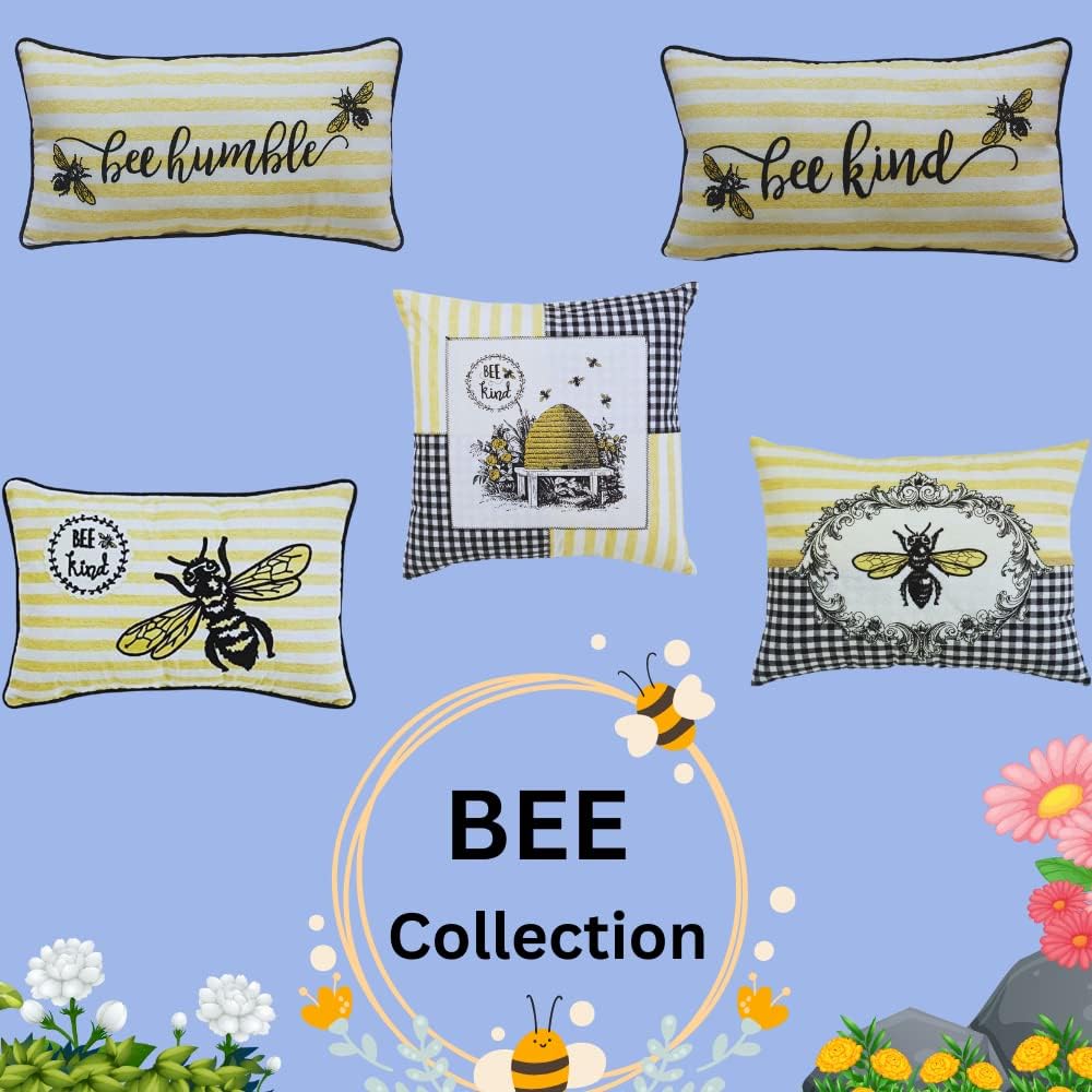 Comfy Hour Spring Is Here Collection Spring Bee Kind Accent Pillow Throw Pillow Decorative Cushion, 20"x13", Polyester