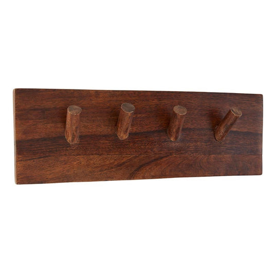 47th &amp; Main Wall Mounted Hook Mango Wood 4-Peg Hook, 15-Inches Long, Walnut