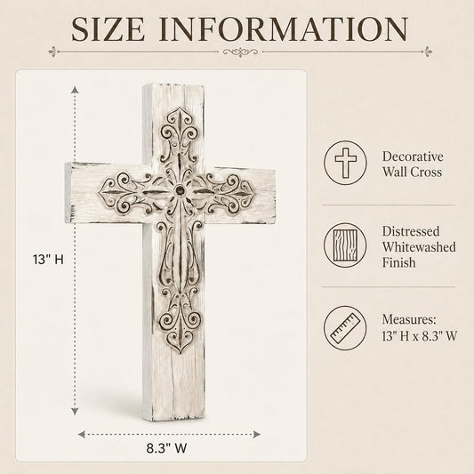 Comfy Hour 13 Inch Cross for Wall, White Wall Cross Decor