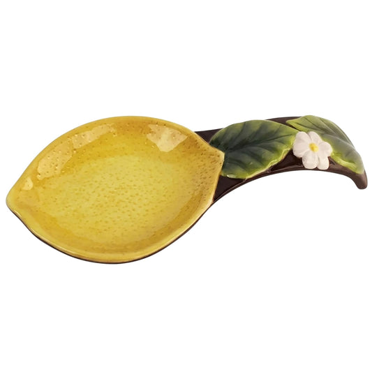 Blue Sky Clayworks Clayworks Summer Cottage Lemon Spoon Rest, 9.25-inch Length