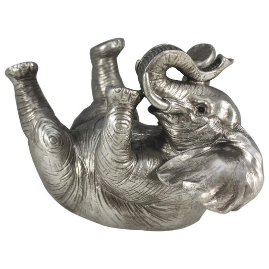 Comfy Hour Our Cute Elephant Friends Collection Resin 5" Silvery Elephant Wine Rack Bottle Holder
