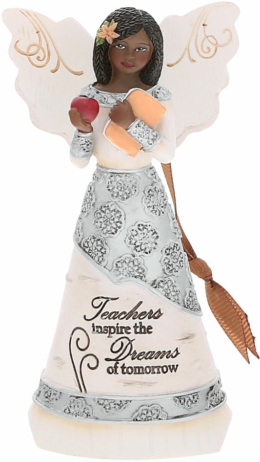 Pavilion - Teachers Inspire Dreams of Tomorrow - 4.5" Ebony Angel Figurine Ornament Religious Elementary Middle High School Gift Present