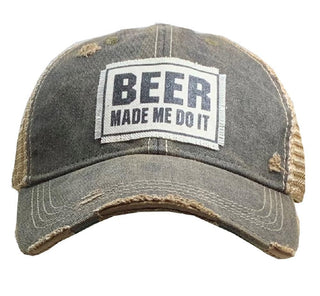 VINTAGE LIFE Hat, Beer Made Me Do It (Black), Baseball