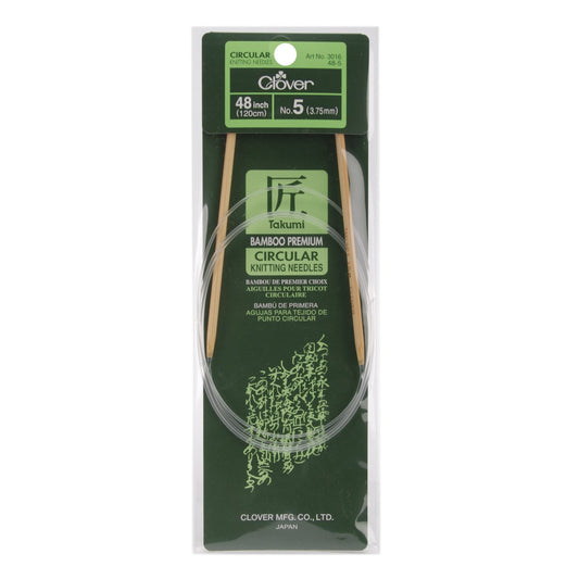 Clover Takumi Bamboo Circular 48-Inch Knitting Needles, Size 5