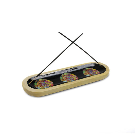 Aakriti Gallery Wooden Incense Holder Wood | Exclusive 2-in-1 Multitasking Design | Natural & 100% Eco-Friendly | Perfect for Housewarming, Christmas, Birthday, (Mandala)