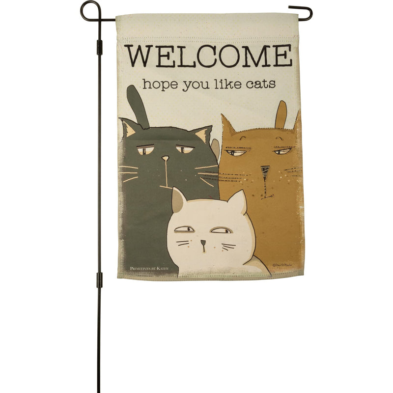Primitives by Kathy Welcome Hope You Like Cats Garden Flag