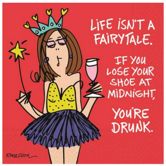 Design Design 624-08993 Life Isn't A Fairytale Beverage Napkin, Multicolor
