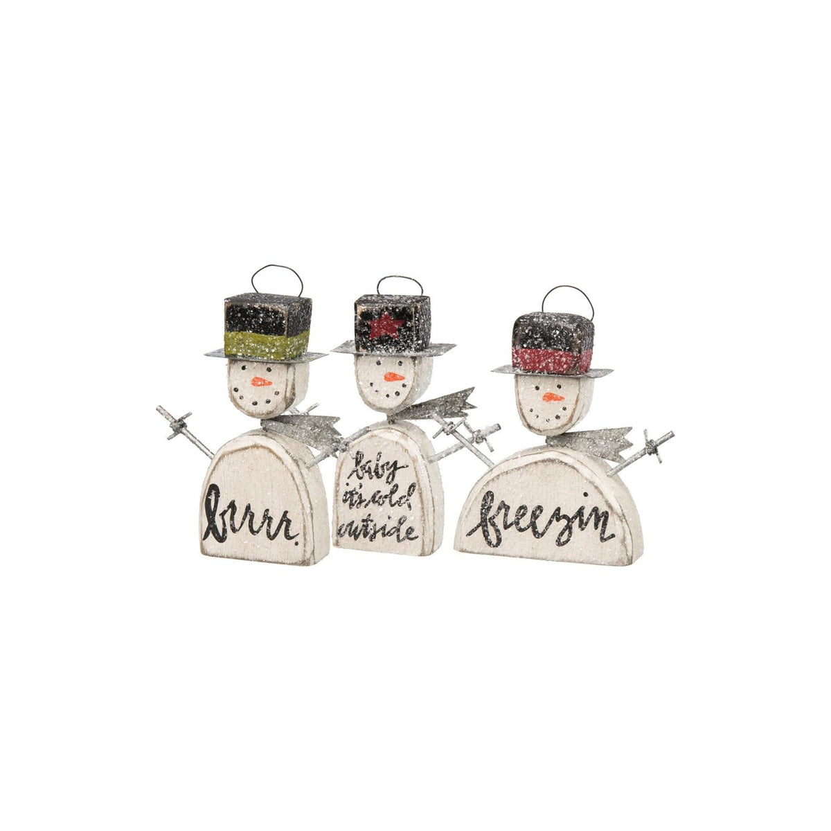 Primitives by Kathy Hanging Ornament, 3.25 - 3.5 inches, Snowmen