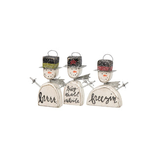 Primitives by Kathy Hanging Ornament, 3.25 - 3.5 inches, Snowmen