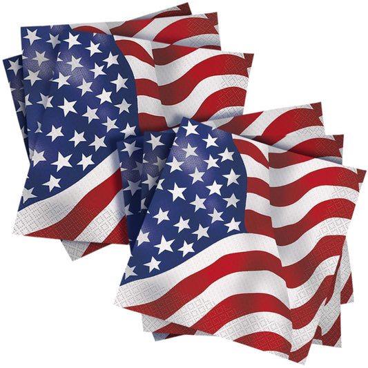 Unique Industries Unique USA Flag Luncheon Paper Napkins, 6.5" x 6.5", Multicolor