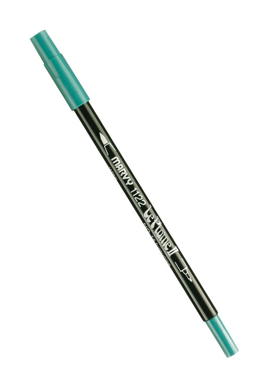 Uchida 1122-C-14 Marvy Extra Fine Tip Le Plume II Double Ender Marker Pen, Turquoise