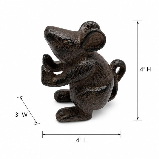 Comfy Hour Antique & Vintage Interior Decor Collection, Animal Edition Cast Iron Mouse Door Stopper in Brown Color, Heavy Duty, Decorative One.