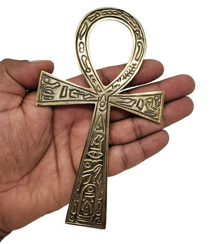 New Age Imports, Inc. Wall Art, 6.3"L x 3.5"W, Brass Ankh 6.25”