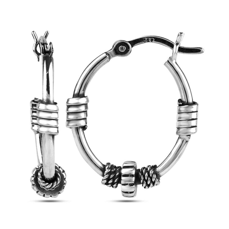 LeCalla Sterling Silver Jewelry Light Weight Tribal Bali Hoop Earring for Women