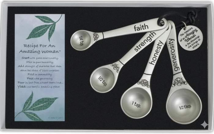 Cathedral Art Abbey Gift Amazing Woman 4 Measuring Spoons, 7" x 4.25", Multicolor