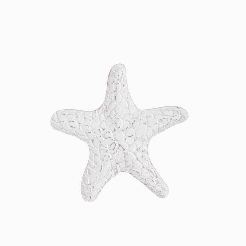 Beachcombers Small Wood Textured White Wide Sea Star, 5.75-inch Length, Home Decoration