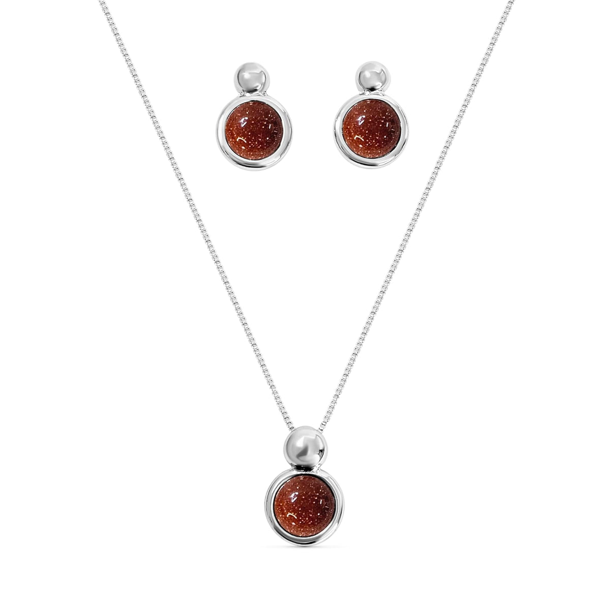 BStones Jewelry Set, White Gold, Sunstone Feldspar