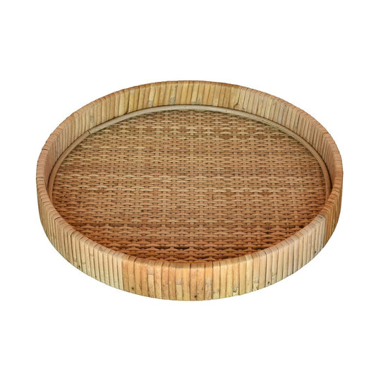 HomArt 5218-0 Cayman Rattan Tray, Medium, 12-inch Diameter, Natural