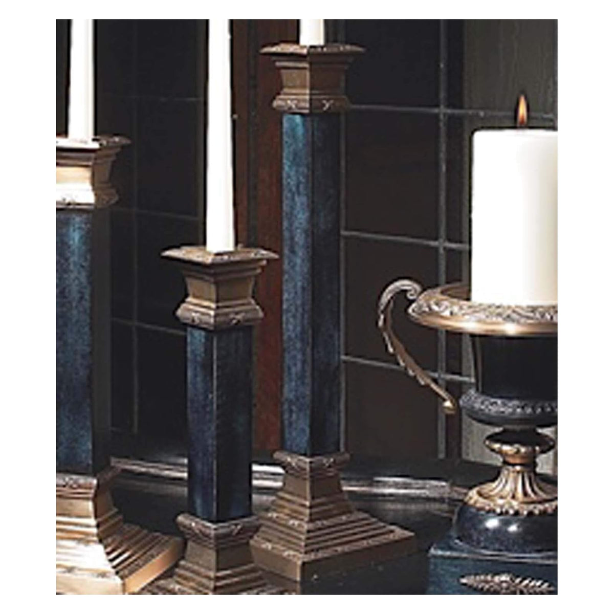 K&K Interiors Candle Holder, 18 Inch, Brass