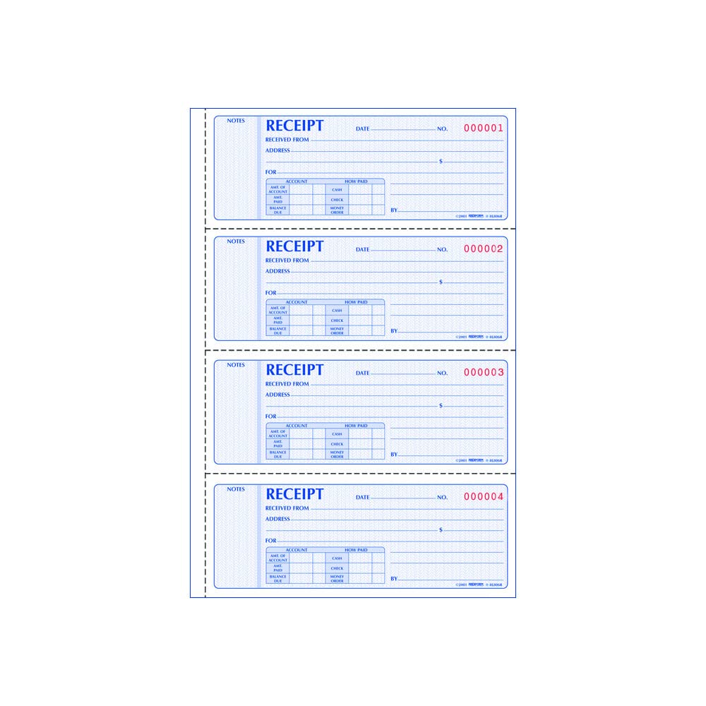 Rediform Formguard Money Receipt Book, 2.75 x 7 Inch, 4x100 Receipts (8L808R)