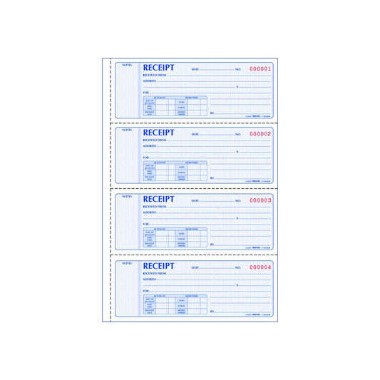 Rediform Formguard Money Receipt Book, 2.75 x 7 Inch, 4x100 Receipts (8L808R)