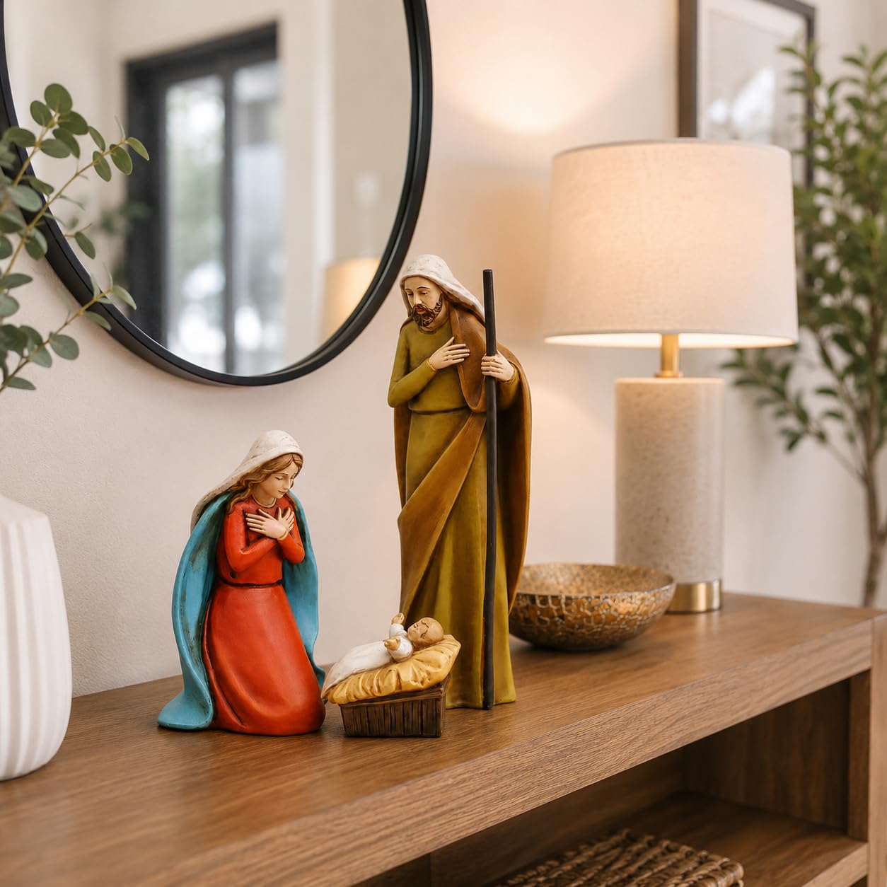 Comfy Hour 5 Inch Holy Family Nativity Figurine, Manger Scene, 1 Piece