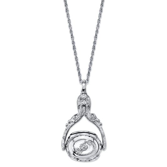 1928 Jewelry 3 Sided Flower Spinner Locket Pendant Necklace 30 Inches, 30"