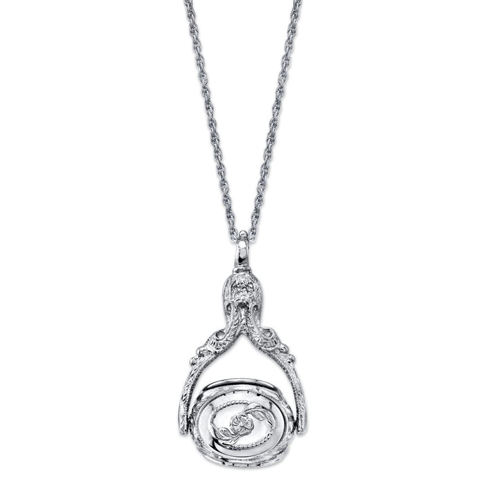 1928 Jewelry 3 Sided Flower Spinner Locket Pendant Necklace 30 Inches, 30"