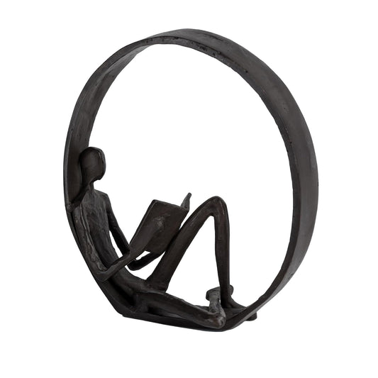 Danya B. Small Iron Sculpture Accent Piece, Gift for Readers, Teachers, and More, Old-Fashioned Decorative Object for Home, Office, Table and Desktop Decor