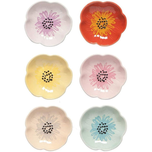 Now Designs Flower Shaped Stoneware Pinch Bowl, Set of 6