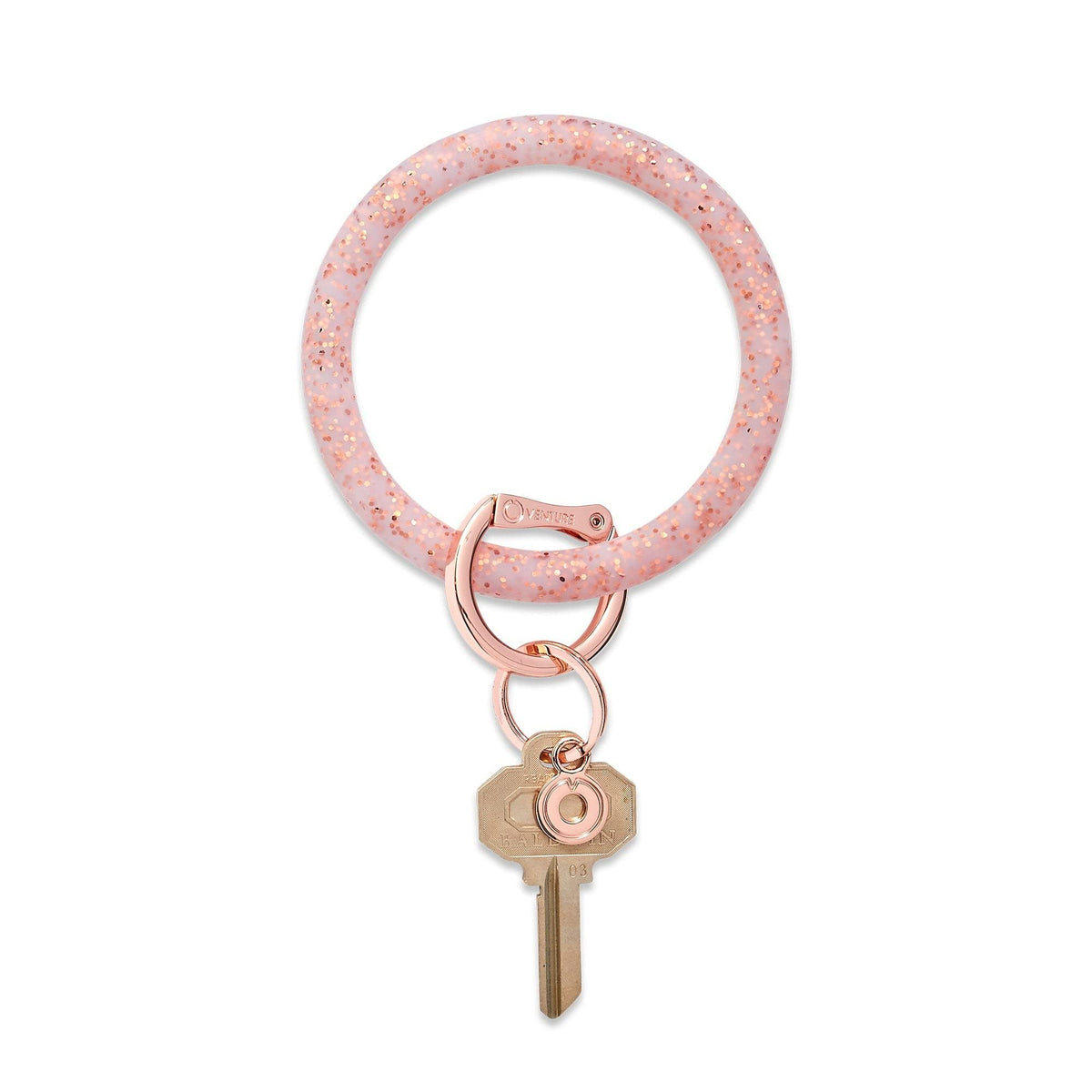 Oventure Keychain, One Size, Rose Gold Confetti