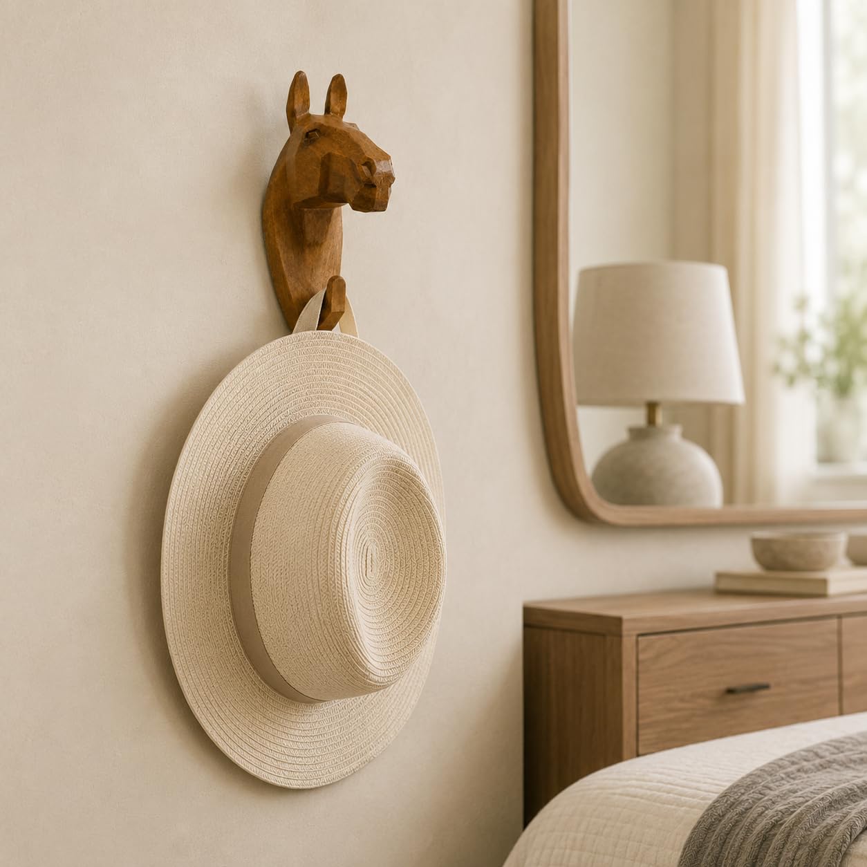 Comfy Hour Symmetric Geometric Animal Hook Collection Horse Head Single Coat Hook Clothes Rack Decorative Wall Hanger, 7-inch Polyresin
