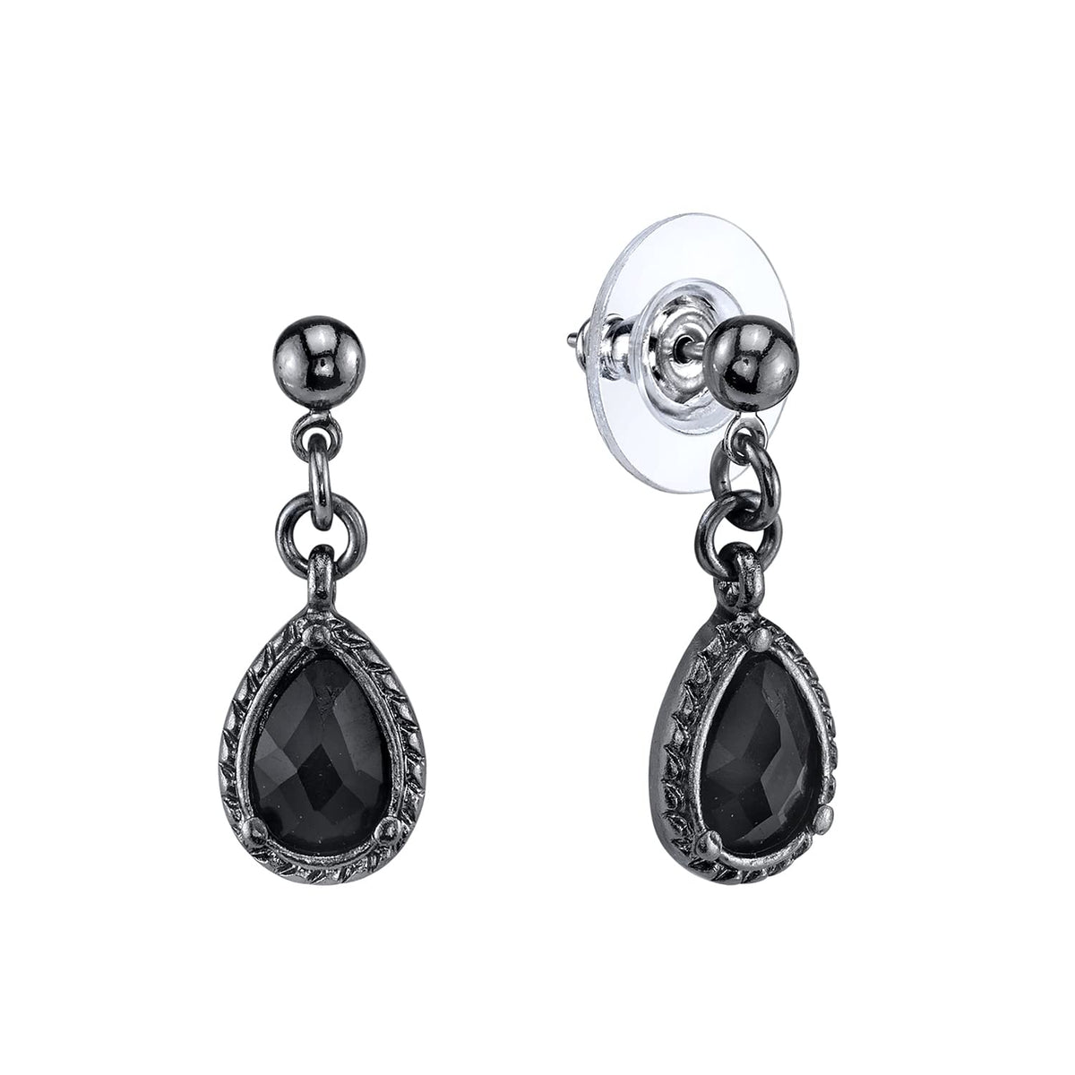 1928 Jewelry Company Earring, .88"L X .43"W, Black