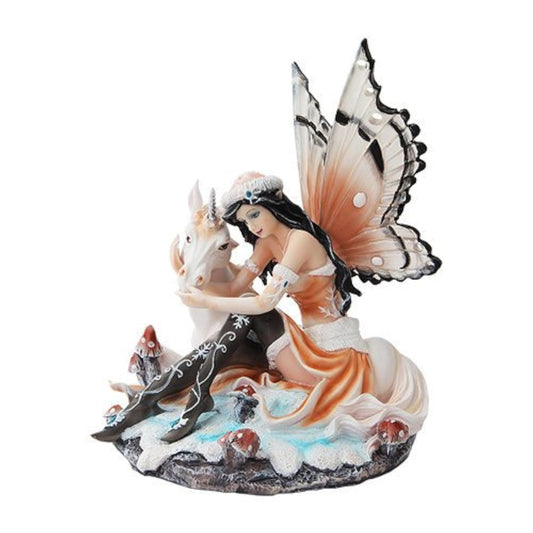 Pacific Trading PTC 7.5 Inch Butterfly Winged Fairy with Magical Unicorn Statue Figurine