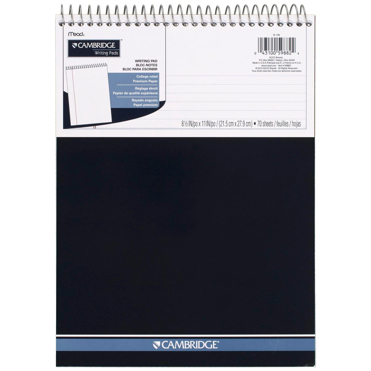 Cambridge Blank Book, Legal Ruled, Black cover, White pages