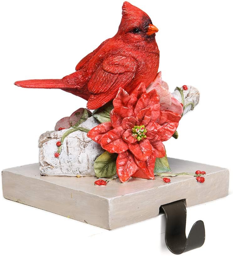 Comfy Hour Winter Holiday Home Collection Polyresin Cardinal On Gift Stocking Hanger with Metal Hook