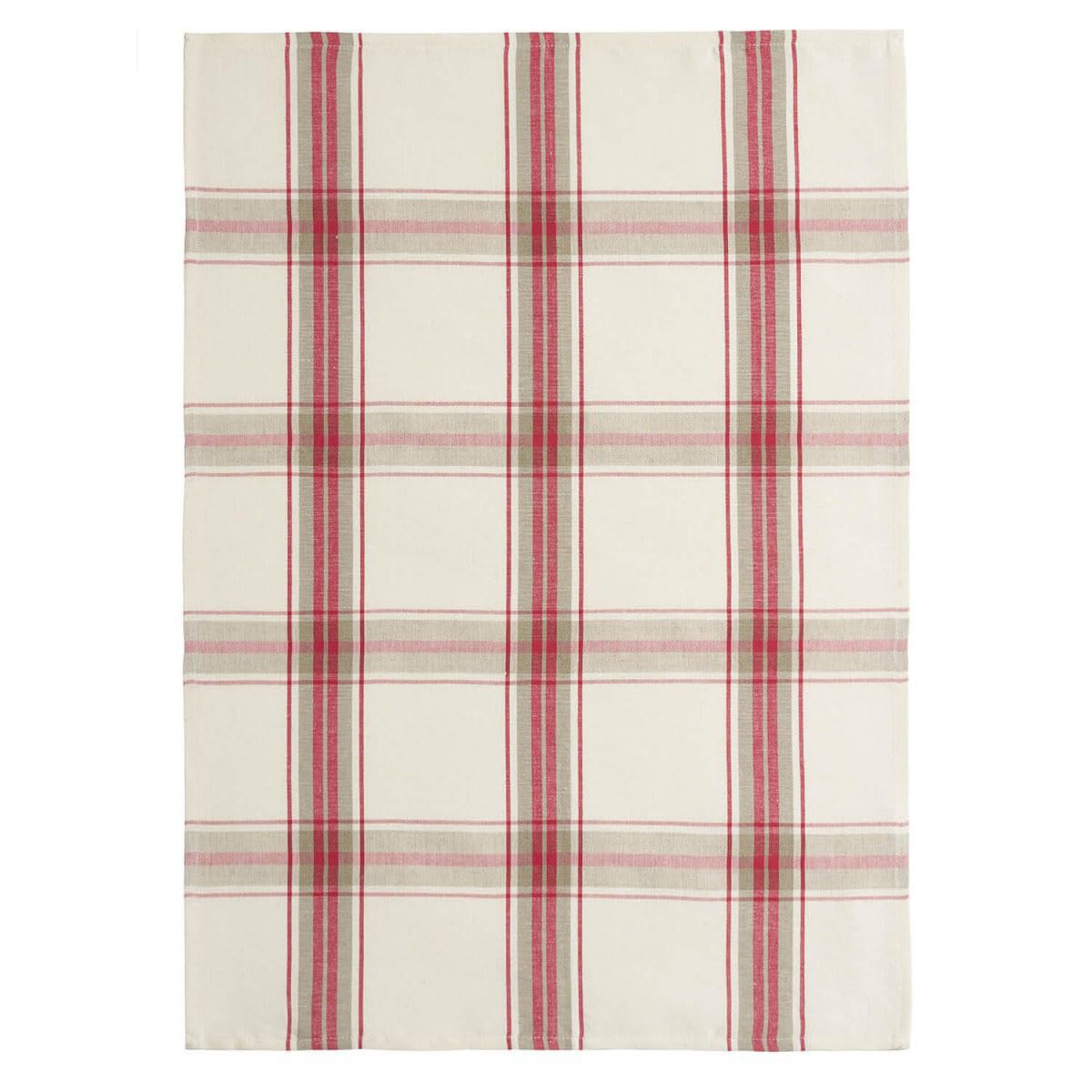 Coucke French Cotton and Linen Towel, Red Plaid, 20-Inches by 30-Inches, Red