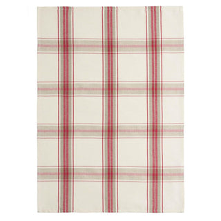 Coucke French Cotton and Linen Towel, Red Plaid, 20-Inches by 30-Inches, Red