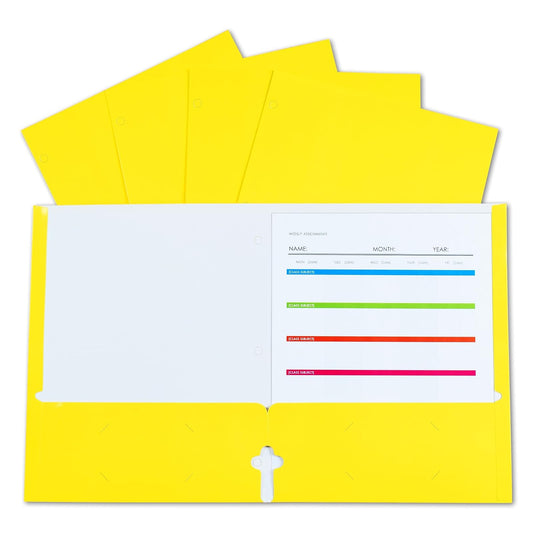 C-Line Products CLI06316 2 Pocket Laminatd Paper Portfolios, Yellow - Box of 25