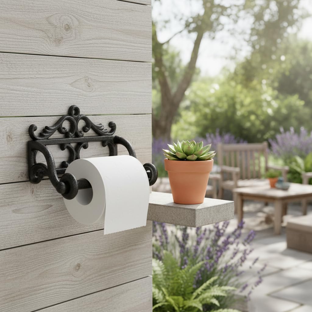Comfy Hour 6.3 Inch Cast Iron Toilet Paper Holder, Vintage Wall Mount