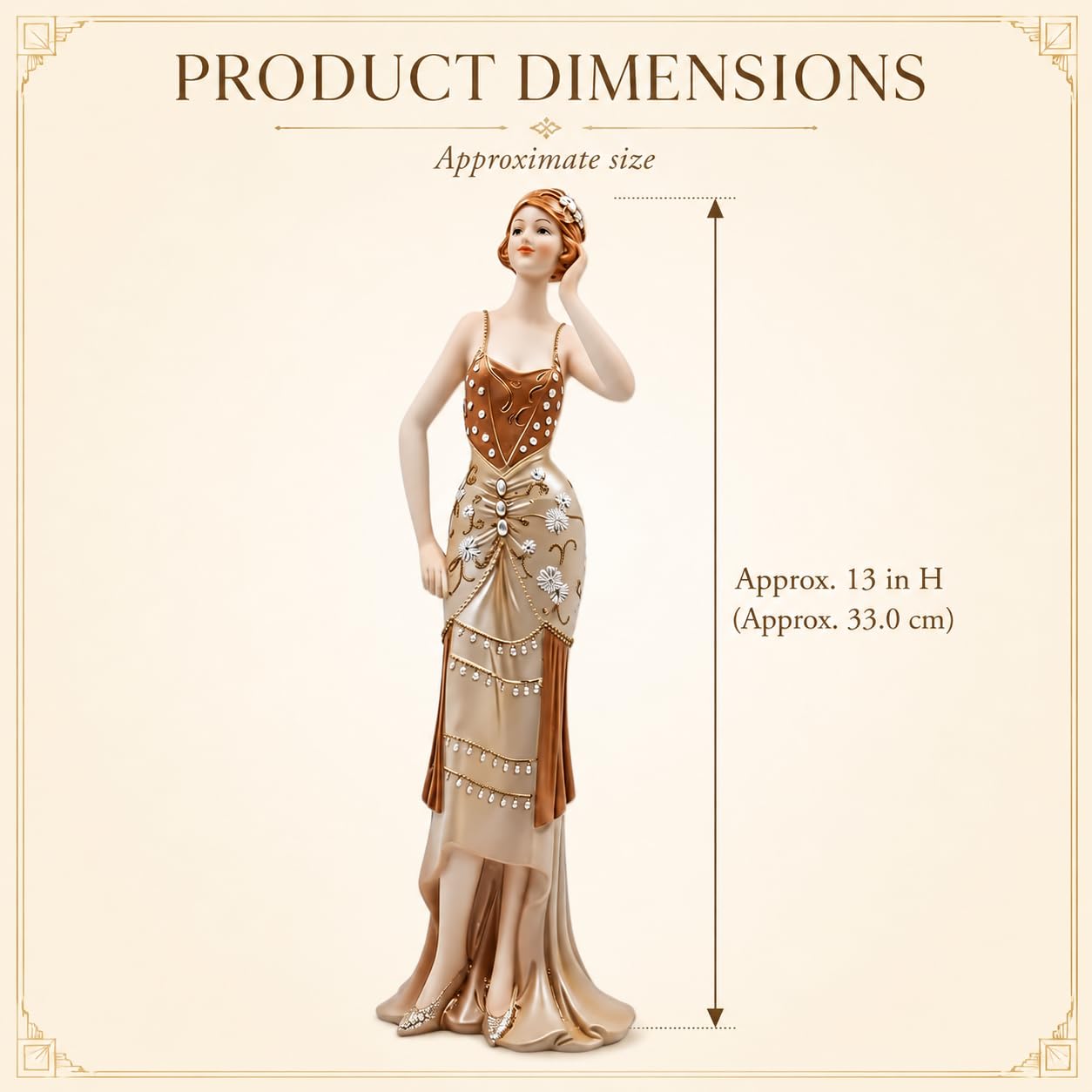 Comfy Hour 13 Inch Victorian Art Deco Lady Figurine, Gold Woman Statue
