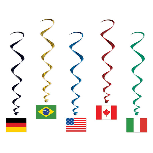 Beistle International Flag Whirls (5/Pkg)