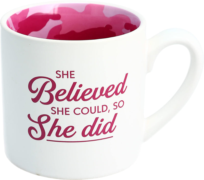 Pavilion - She Believed She Could So She Did - 15 Oz Pink Camouflage Coffee Tea Cup Mug