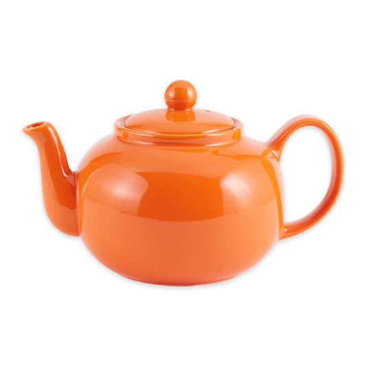 RSVP International Large Stoneware Chai Teapot -Microwave & Dishwasher Safe - 42 oz - Orange